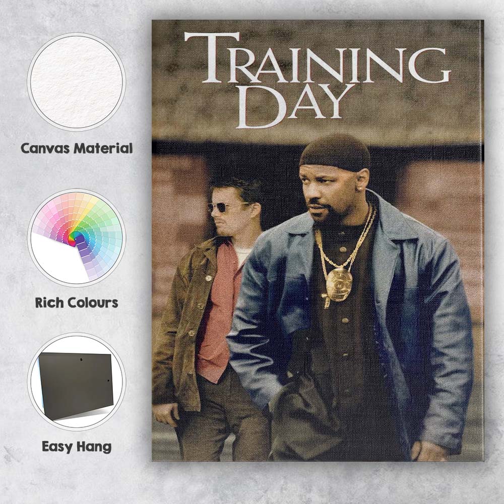 Urban Police Drama Training Day Gritty Crime Film Portrait Canvas Wall Art Print Decor Picture Ready to Hang