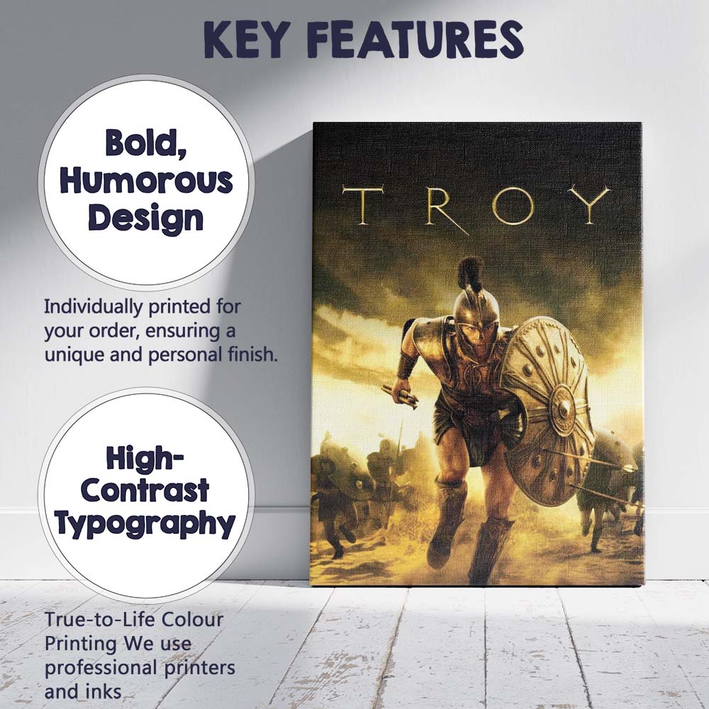 Ancient Greek Warrior Epic Battle Bronze Armour Cinematic Action Canvas Wall Art Print Decor Picture Ready to Hang