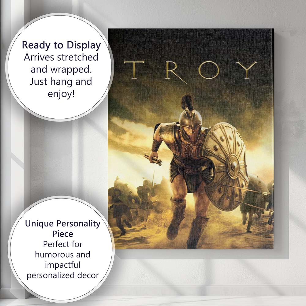 Ancient Greek Warrior Epic Battle Bronze Armour Cinematic Action Canvas Wall Art Print Decor Picture Ready to Hang