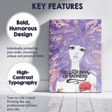 Psychedelic Purple Fantasy Maiden Surreal Illustration Art Nouveau Style Canvas Wall Art Print Decor Picture Ready to Hang