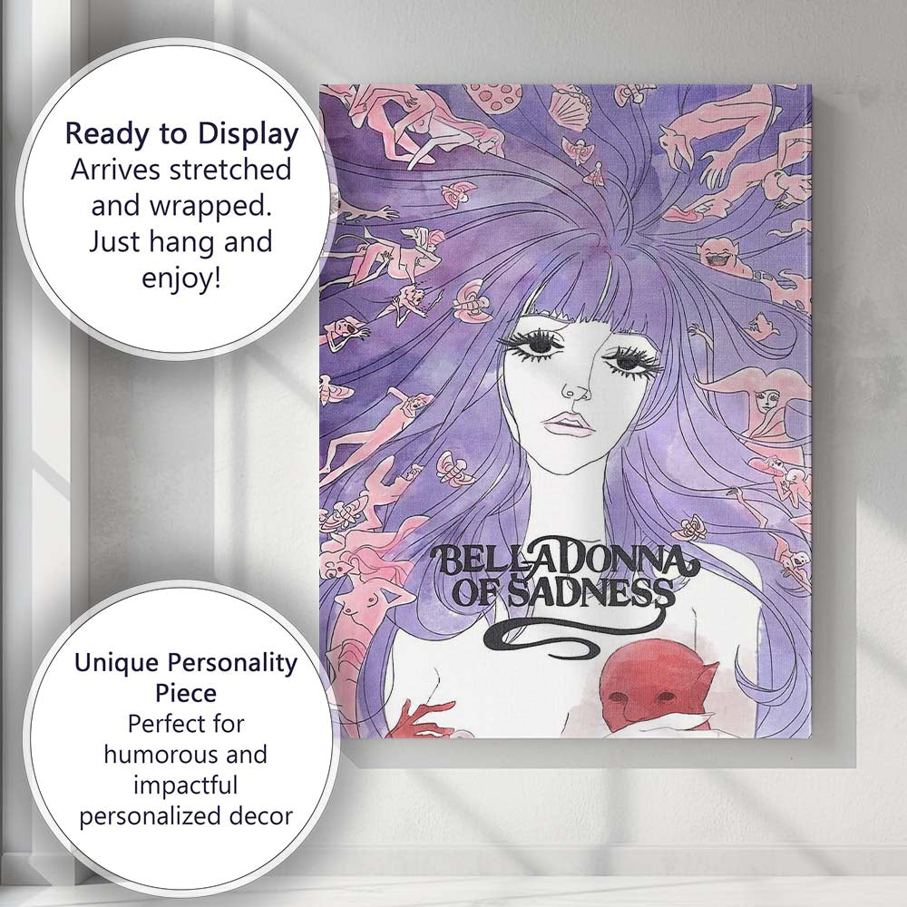 Psychedelic Purple Fantasy Maiden Surreal Illustration Art Nouveau Style Canvas Wall Art Print Decor Picture Ready to Hang