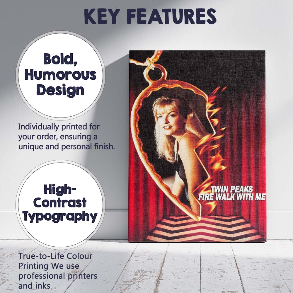 Mystery Red Curtain Surreal Fire Motif Cult Cinema Inspired Artwork Canvas Wall Art Print Decor Picture Ready to Hang