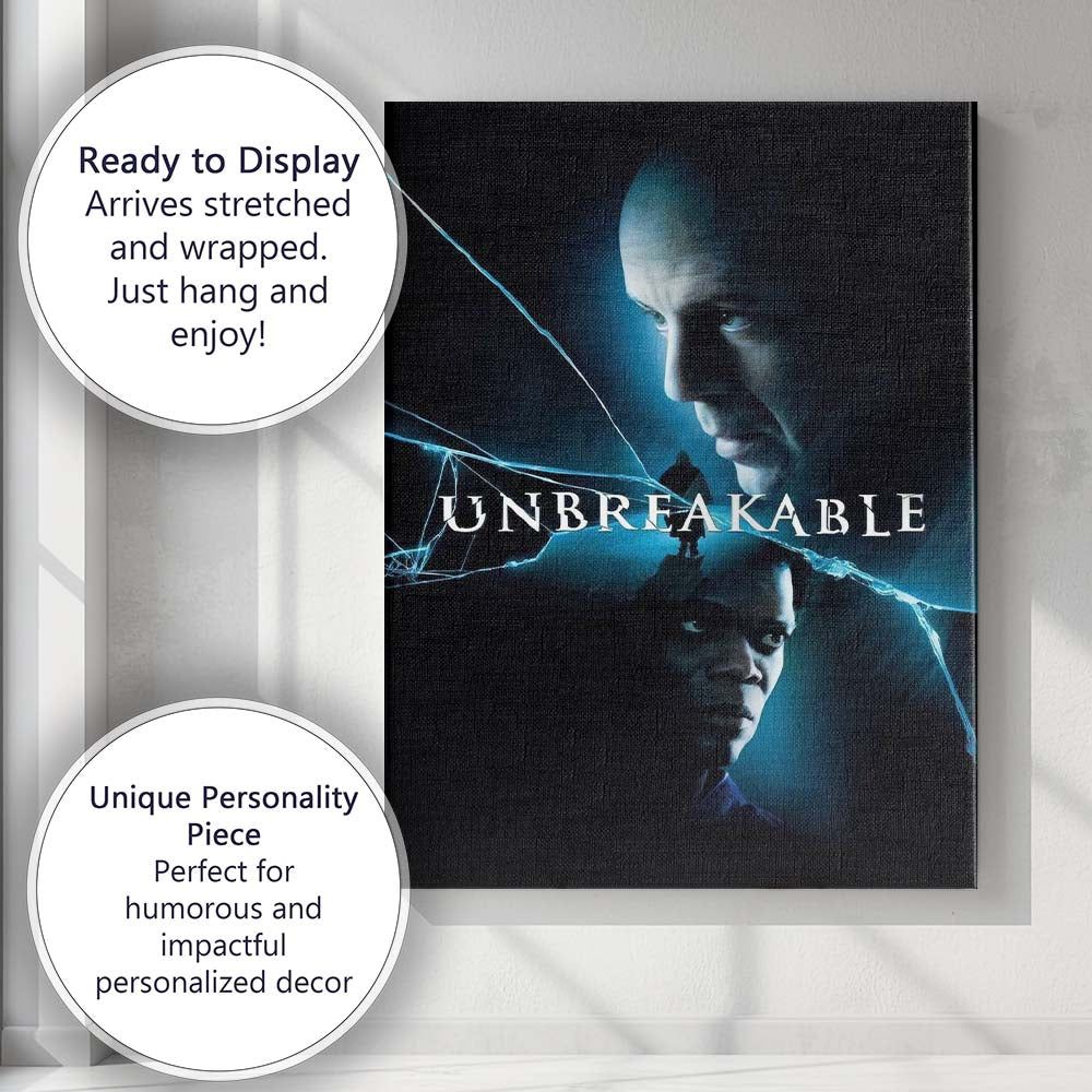 Dark Superhero Psychological Thriller Blue Shattered Glass Cinematic Artwork Canvas Wall Art Print Decor Picture Ready to Hang