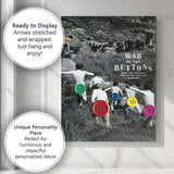 Black and White Button Covered Nude Figures Satirical Battlefield Scene Canvas Wall Art Print Decor Picture Ready to Hang