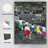 Black and White Button Covered Nude Figures Satirical Battlefield Scene Canvas Wall Art Print Decor Picture Ready to Hang