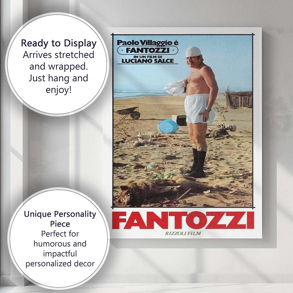 Retro Italian Beach Comedy Character Coastal Landscape Poster Style Canvas Wall Art Print Decor Picture Ready to Hang