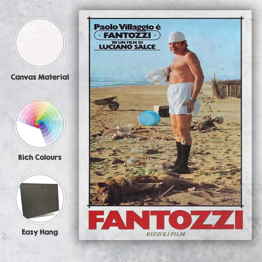 Retro Italian Beach Comedy Character Coastal Landscape Poster Style Canvas Wall Art Print Decor Picture Ready to Hang
