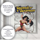 Classic Wonder Woman Superhero Action Comic Book Illustration Canvas Wall Art Print Decor Picture Ready to Hang
