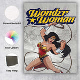 Classic Wonder Woman Superhero Action Comic Book Illustration Canvas Wall Art Print Decor Picture Ready to Hang