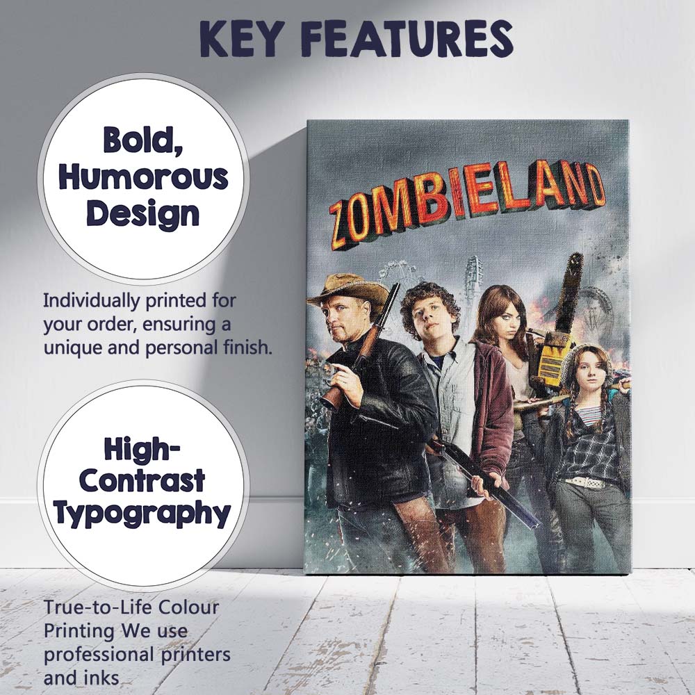 Zombie Apocalypse Comedy Cast Cinematic Action Adventure Poster Canvas Wall Art Print Decor Picture Ready to Hang