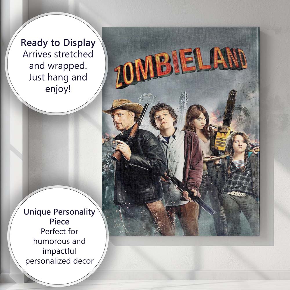 Zombie Apocalypse Comedy Cast Cinematic Action Adventure Poster Canvas Wall Art Print Decor Picture Ready to Hang