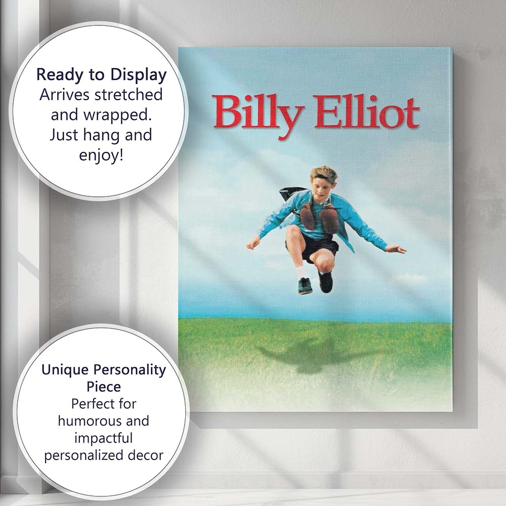 Billy Elliot Inspirational Youth Dance Drama Sky Jumping Figure Blue Green Landscape Canvas Wall Art Print Decor Picture Ready to Hang