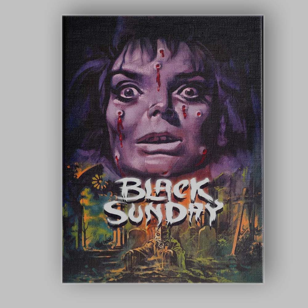 Black Sunday Retro Horror Thriller Dark Gothic Face Illustration Canvas Wall Art Print Decor Picture Ready to Hang
