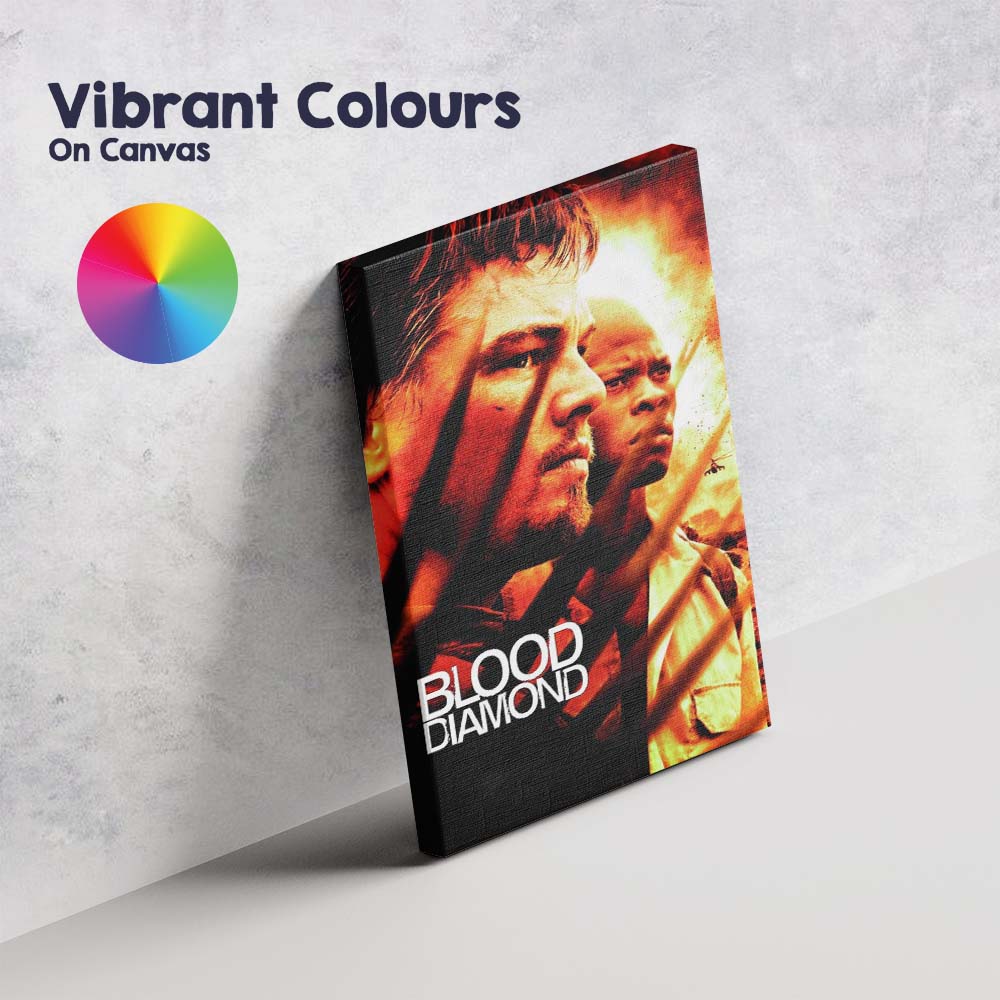 Blood Diamond Intense War Drama Action Adventure Fiery Orange Cinematic Portrait Canvas Wall Art Print Decor Picture Ready to Hang