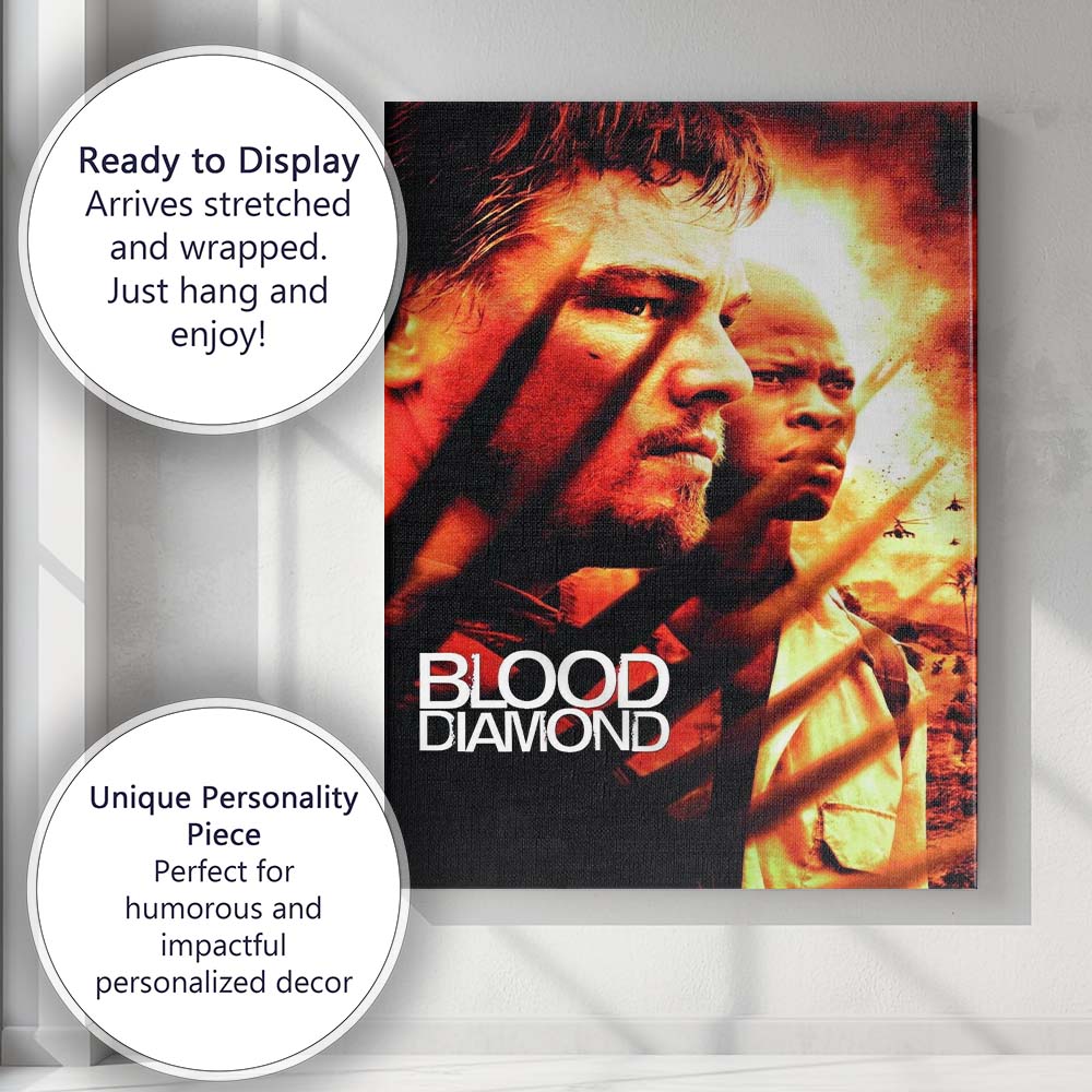 Blood Diamond Intense War Drama Action Adventure Fiery Orange Cinematic Portrait Canvas Wall Art Print Decor Picture Ready to Hang