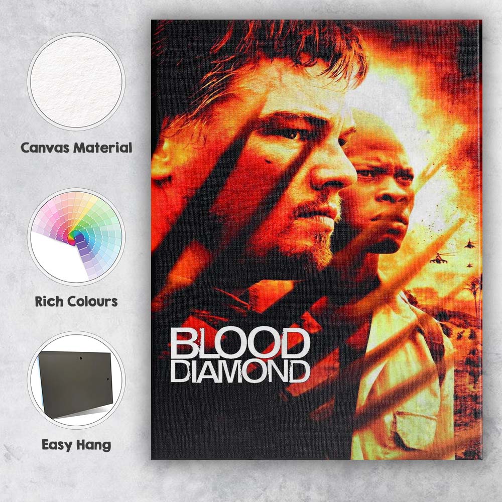 Blood Diamond Intense War Drama Action Adventure Fiery Orange Cinematic Portrait Canvas Wall Art Print Decor Picture Ready to Hang