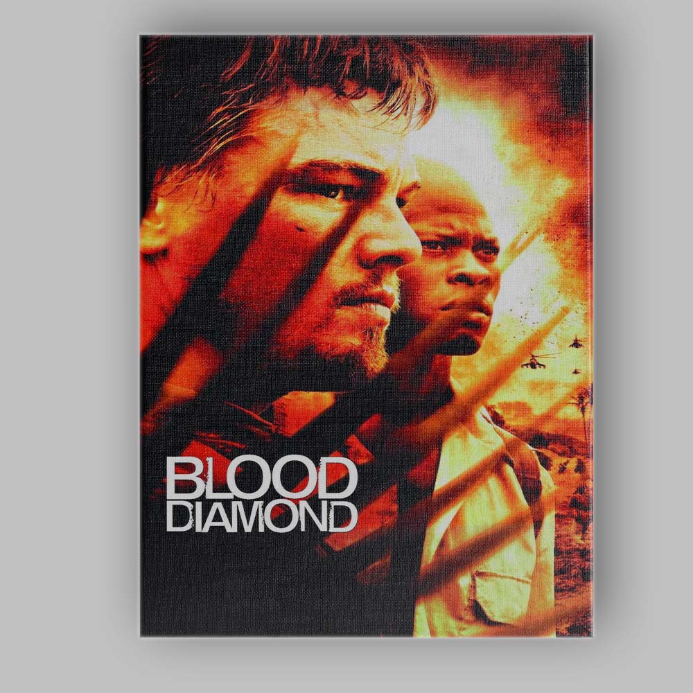 Blood Diamond Intense War Drama Action Adventure Fiery Orange Cinematic Portrait Canvas Wall Art Print Decor Picture Ready to Hang