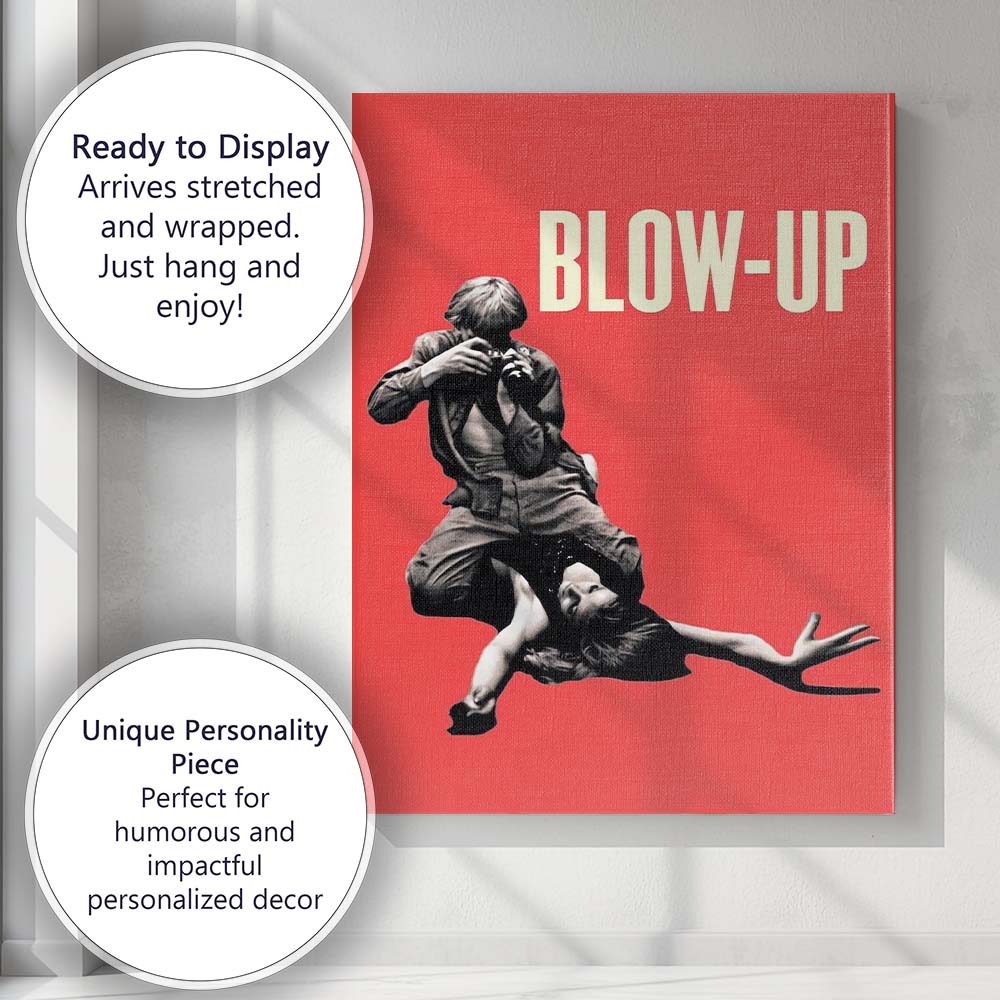 Blow Up Minimalist Red Pop Art Fashion Photography Inspired Retro Design Canvas Wall Art Print Decor Picture Ready to Hang