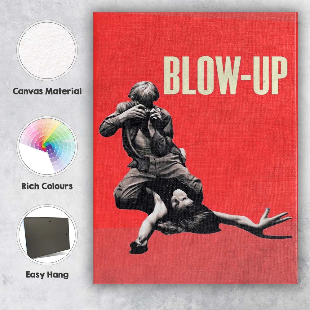 Blow Up Minimalist Red Pop Art Fashion Photography Inspired Retro Design Canvas Wall Art Print Decor Picture Ready to Hang