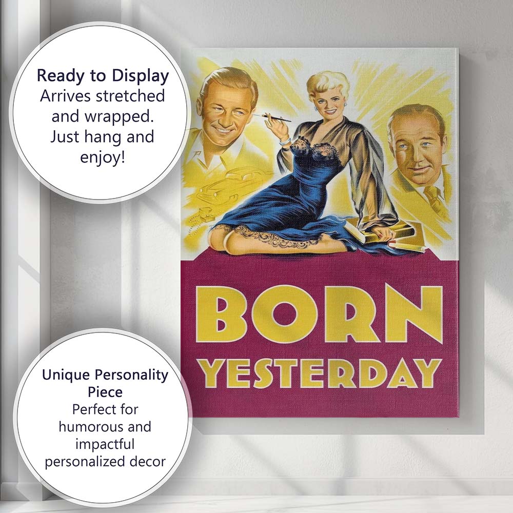 Born Yesterday Classic Hollywood Glamour Illustration Elegant Blonde Actress Retro Artwork Canvas Wall Art Print Decor Picture Ready to Hang