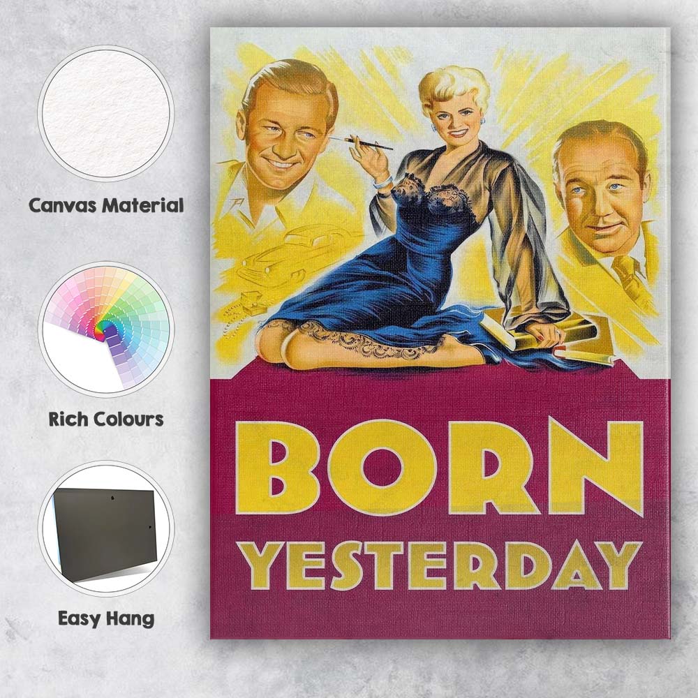 Born Yesterday Classic Hollywood Glamour Illustration Elegant Blonde Actress Retro Artwork Canvas Wall Art Print Decor Picture Ready to Hang