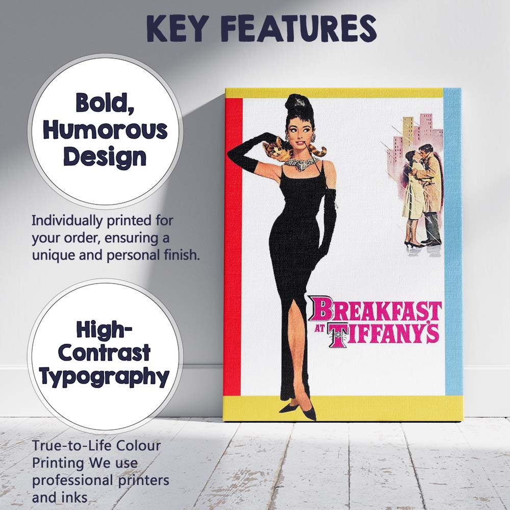 Elegant Fashion Woman Black Dress Retro Glamour Illustration Canvas Wall Art Print Decor Picture Ready to Hang