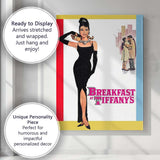 Elegant Fashion Woman Black Dress Retro Glamour Illustration Canvas Wall Art Print Decor Picture Ready to Hang