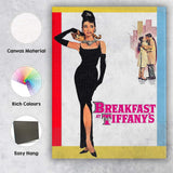 Elegant Fashion Woman Black Dress Retro Glamour Illustration Canvas Wall Art Print Decor Picture Ready to Hang
