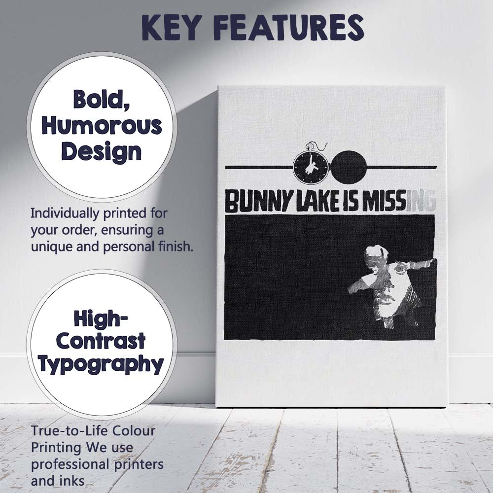 Monochrome Mystery Thriller Graphic Design Minimalist Artwork Canvas Wall Art Print Decor Picture Ready to Hang