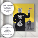 Yellow Political Satire Capitalism Protest Graphic Minimalist Pop Art Canvas Wall Art Print Decor Picture Ready to Hang