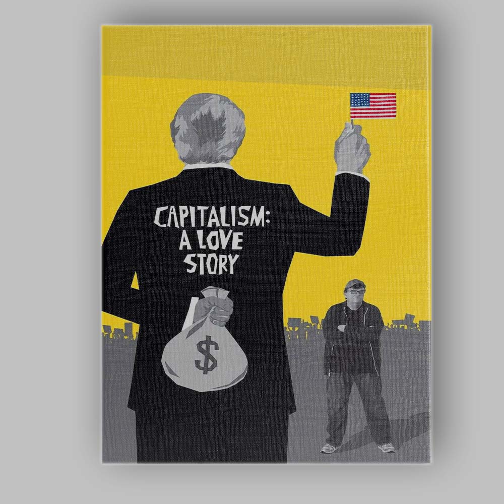 Yellow Political Satire Capitalism Protest Graphic Minimalist Pop Art Canvas Wall Art Print Decor Picture Ready to Hang