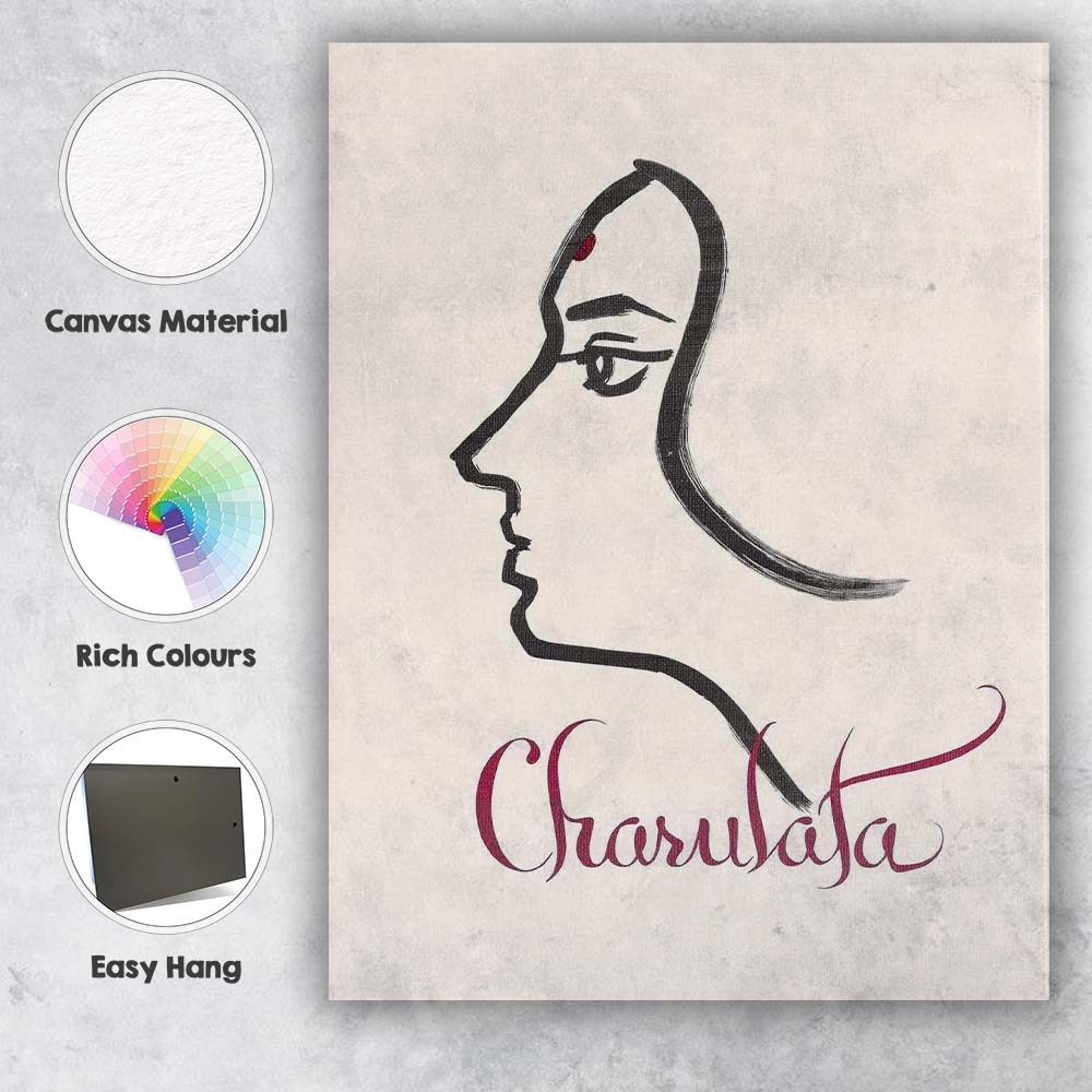 Minimalist Line Art Female Profile Contemporary Portrait Canvas Wall Art Print Decor Picture Ready to Hang