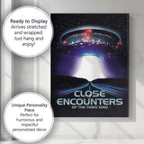Retro Science Fiction UFO Spacecraft Neon Night Sky Close Encounters Inspired Canvas Wall Art Print Decor Picture Ready to Hang