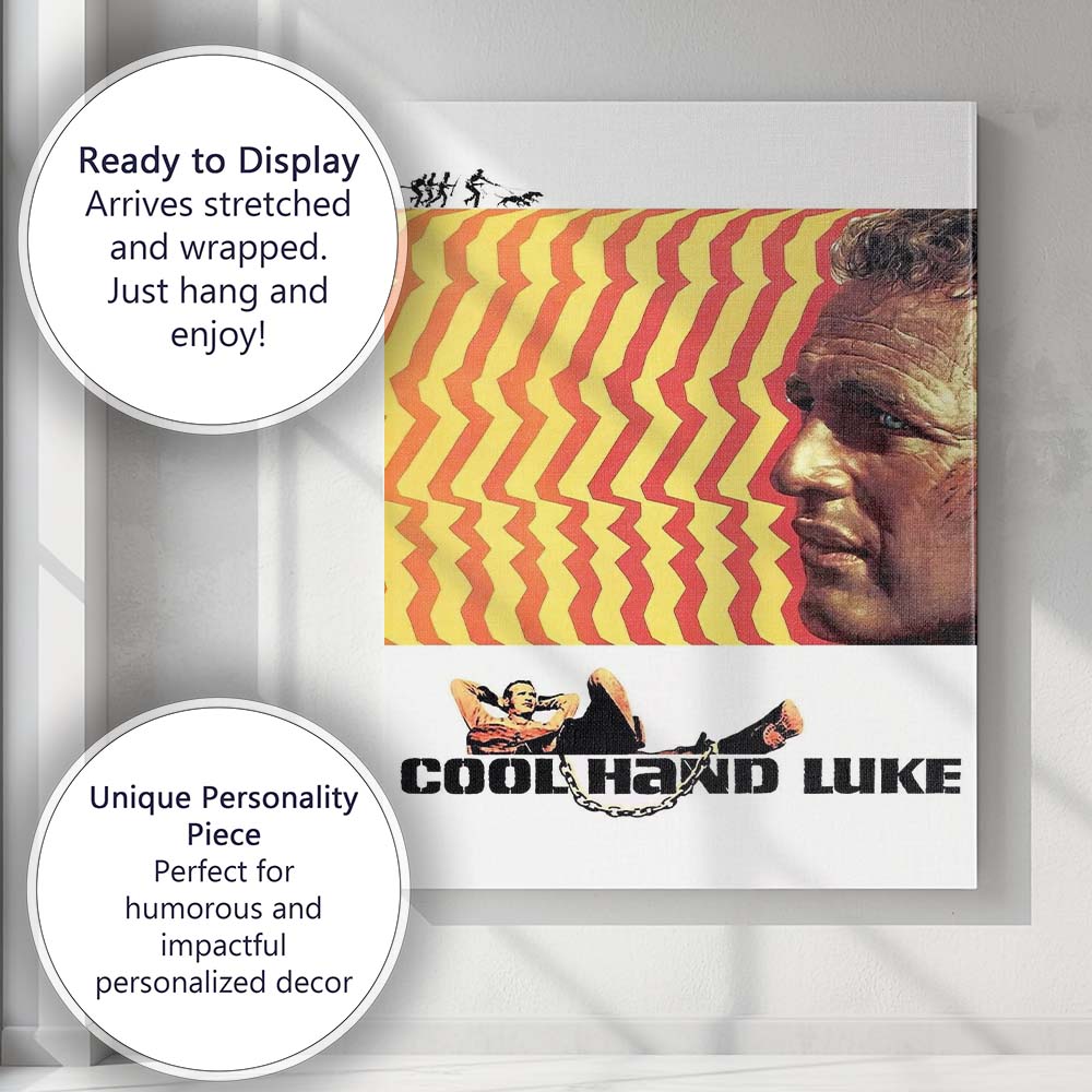 Mid Century Pop Art Prison Drama Cool Hand Luke Graphic Design Canvas Wall Art Print Decor Picture Ready to Hang