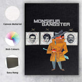 Retro Spy Thriller Collage Graphic Illustration Black Background Canvas Wall Art Print Decor Picture Ready to Hang