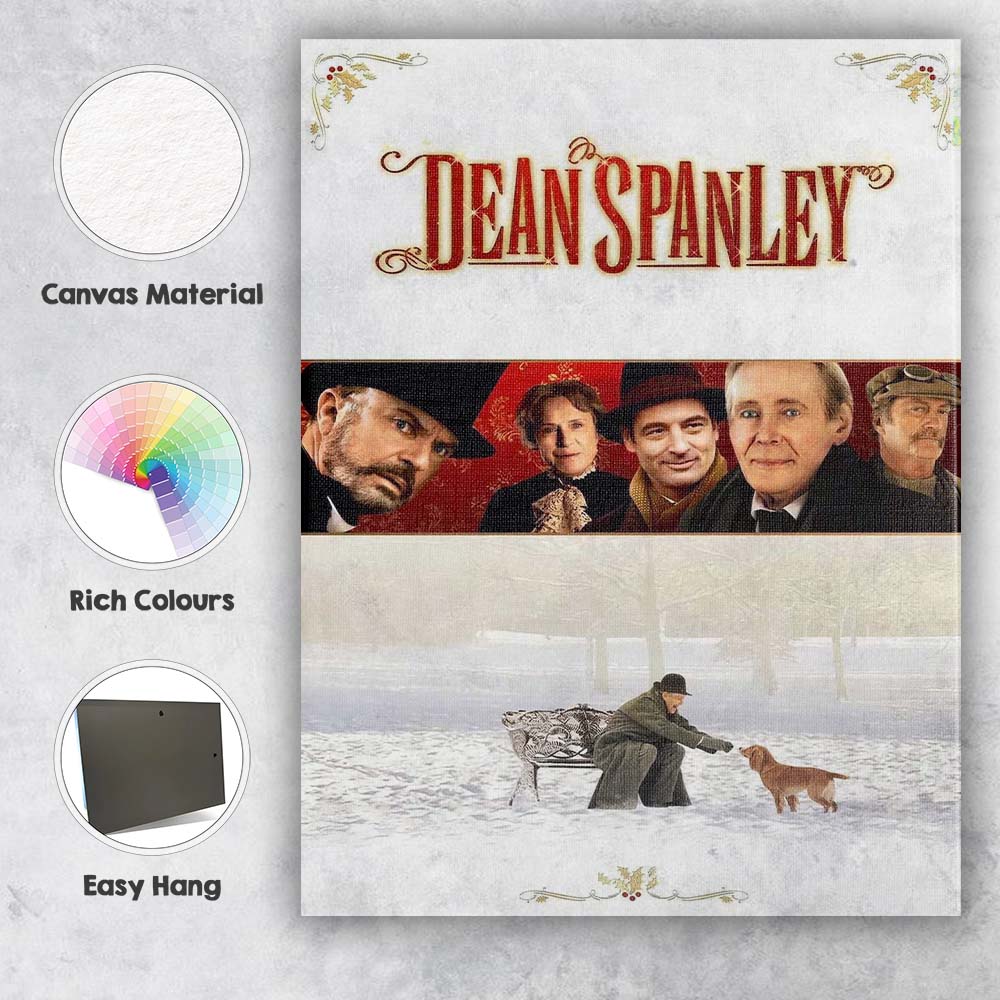 Elegant Victorian Winter Park Gentleman with Dog Period Drama Illustration Canvas Wall Art Print Decor Picture Ready to Hang