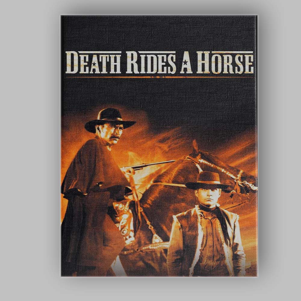 Fiery Spaghetti Western Gunslinger Horseback Sepia Action Movie Artwork Canvas Wall Art Print Decor Picture Ready to Hang