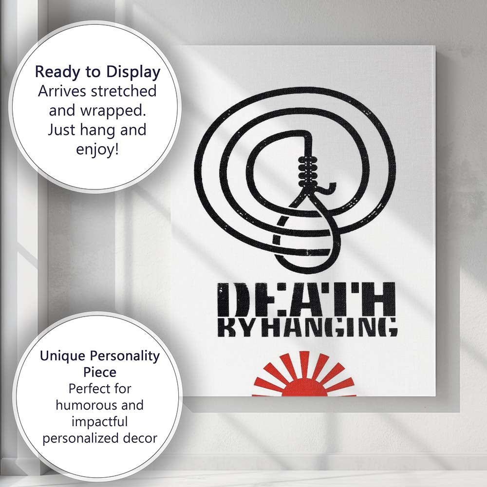 Minimalist Death by Hanging Rope Symbol Graphic Monochrome Poster Canvas Wall Art Print Decor Picture Ready to Hang