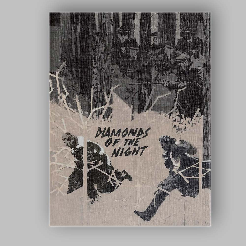 Monochrome Noir Chase Scene Expressionist Brushstroke Crime Thriller Artwork Canvas Wall Art Print Decor Picture Ready to Hang