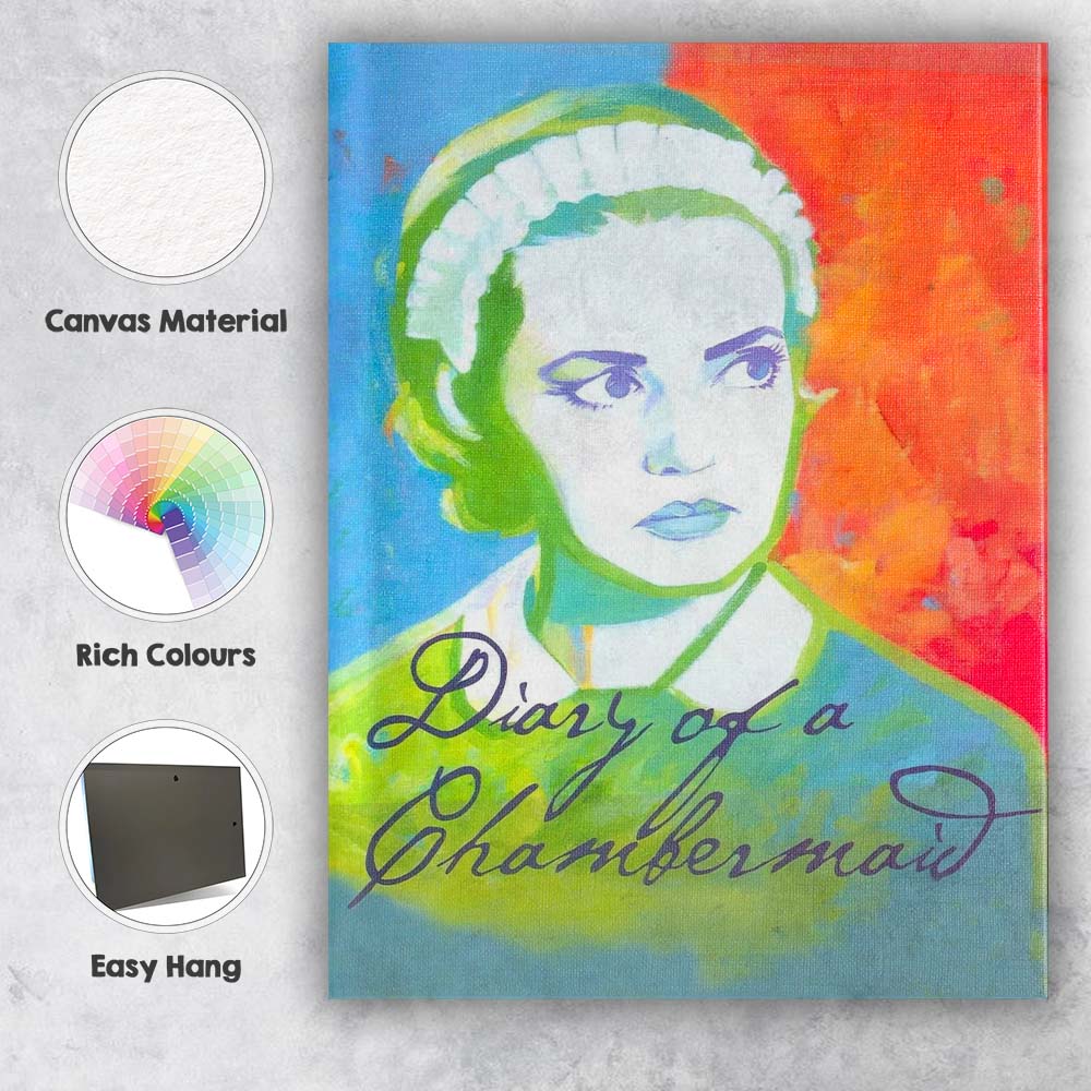 Vibrant Pop Art Chambermaid Portrait Colourful Retro Illustration Canvas Wall Art Print Decor Picture Ready to Hang