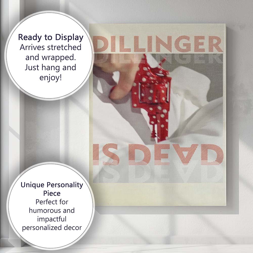 Modern Typography Red Polka Dot Revolver Minimalist Crime Poster Canvas Wall Art Print Decor Picture Ready to Hang
