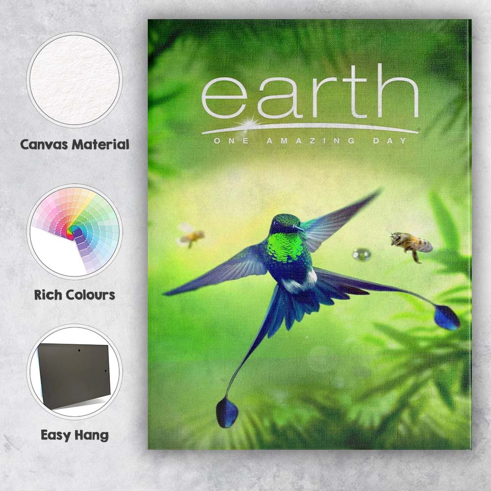 Vibrant Green Hummingbird Tropical Wildlife Nature Documentary Canvas Wall Art Print Decor Picture Ready to Hang