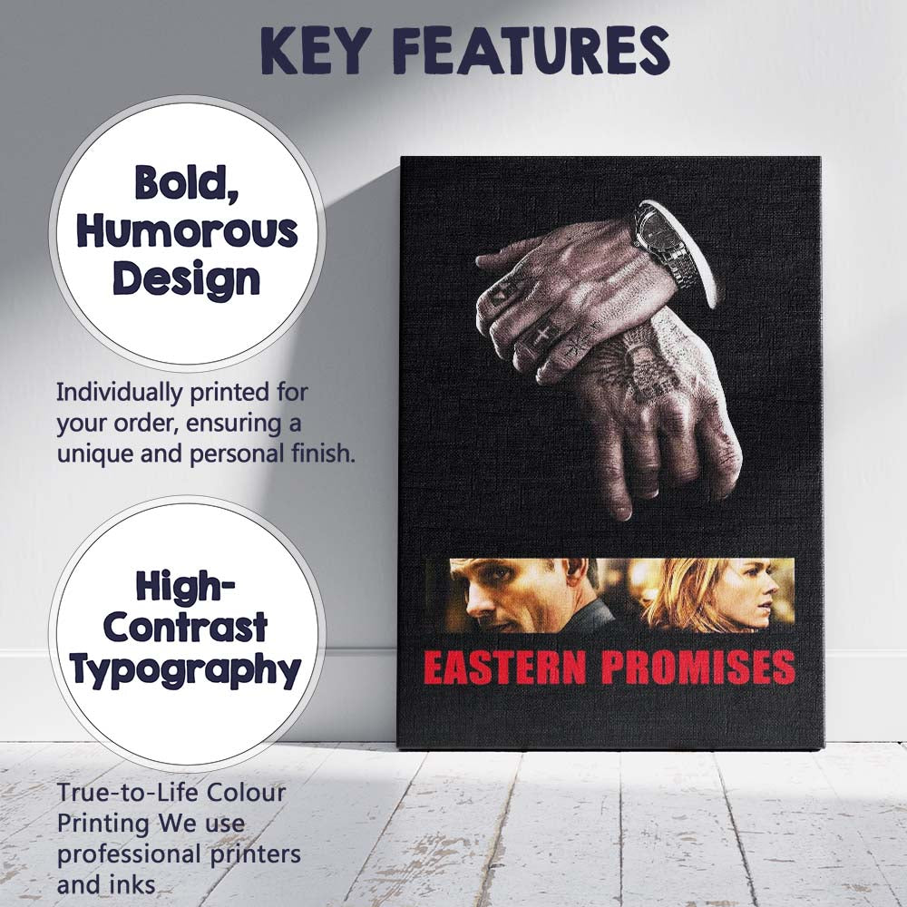 Moody Crime Thriller Tattooed Hands Dark Cinematic Canvas Wall Art Print Decor Picture Ready to Hang