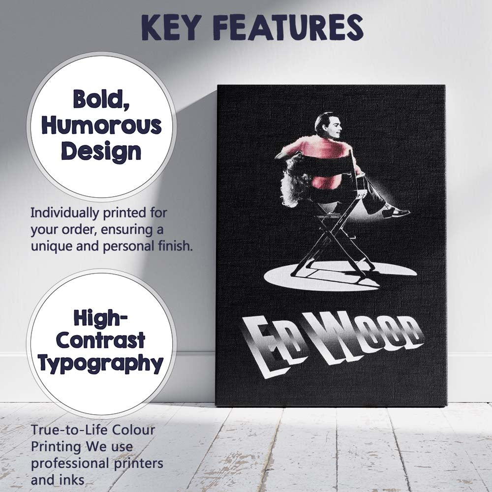 Classic Hollywood Director Chair Spotlight Monochrome Glamour Portrait Canvas Wall Art Print Decor Picture Ready to Hang