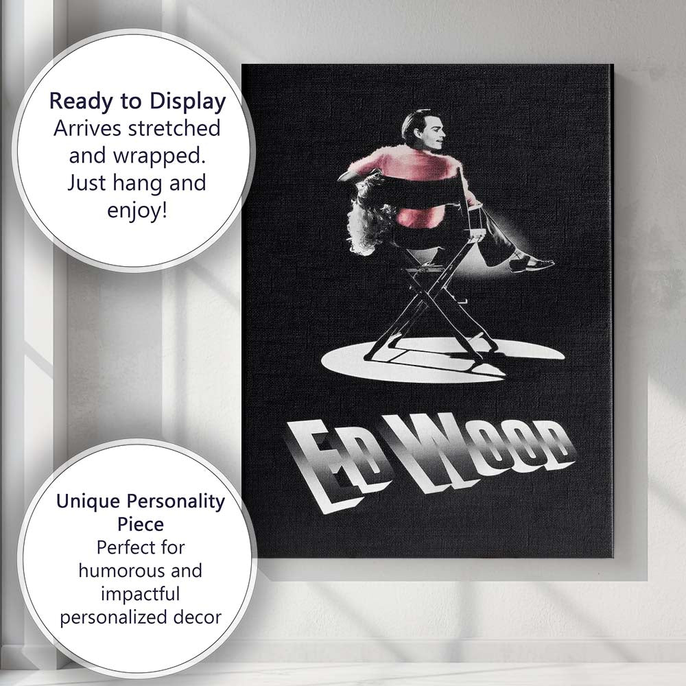 Classic Hollywood Director Chair Spotlight Monochrome Glamour Portrait Canvas Wall Art Print Decor Picture Ready to Hang