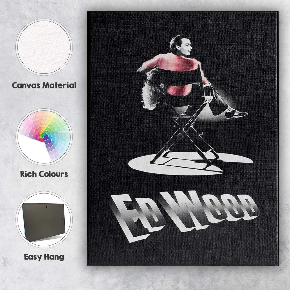 Classic Hollywood Director Chair Spotlight Monochrome Glamour Portrait Canvas Wall Art Print Decor Picture Ready to Hang
