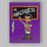 Retro Classroom Cartoon Teacher Blackboard Illustration Purple Background Canvas Wall Art Print Decor Picture Ready to Hang