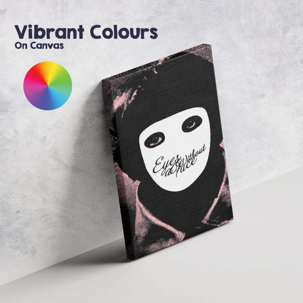 Surreal Masked Face Gothic Horror Monochrome Pink Tint Artwork Canvas Wall Art Print Decor Picture Ready to Hang