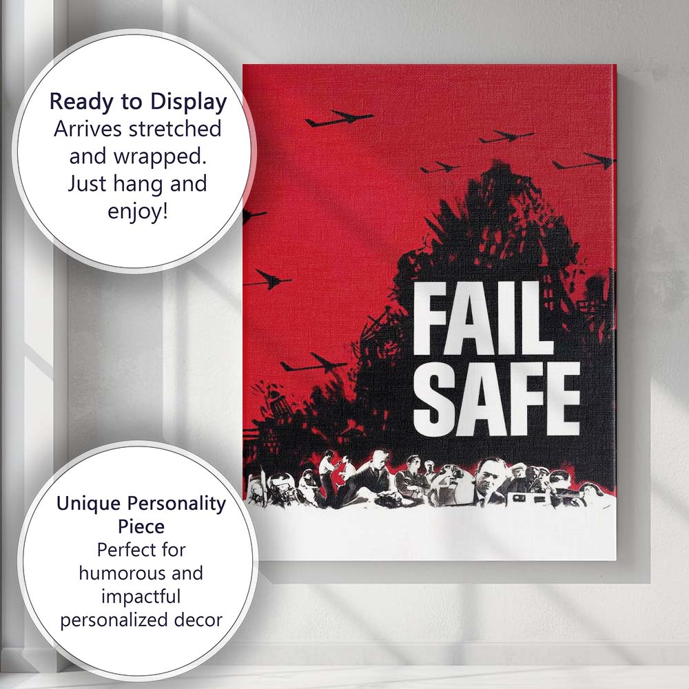Apocalyptic Red And Black Disaster Cityscape Silhouette Aviation Graphic Canvas Wall Art Print Decor Picture Ready to Hang