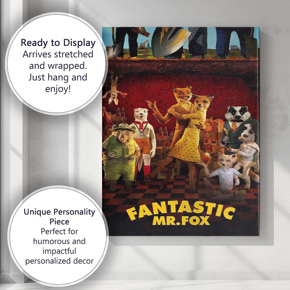 Whimsical Woodland Animal Family Stop Motion Illustration Canvas Wall Art Print Decor Picture Ready to Hang